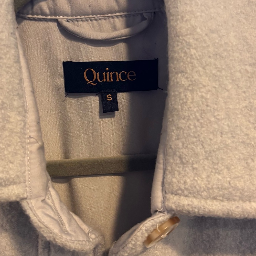 Quince 100% Merino Wool Shirt Jacket Shacket Light Gray Heather Size Small EUC - Picture 8 of 12